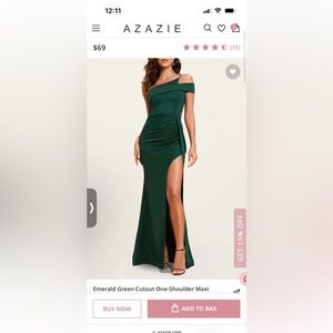 Azazie Emerald Green One Shoulder Cut-Out Dress